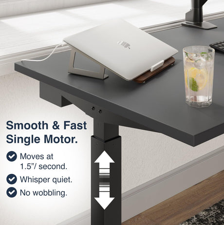 Desky Single Sit Stand Desk - Adjustable Standing Desk - Ergonomic Sit & Stand Up Desk - 71x29.5" Electric Standing Desk - Adjustable Height Table - Sit to Stand Desk - Height Adjustable Desk, Black Desky