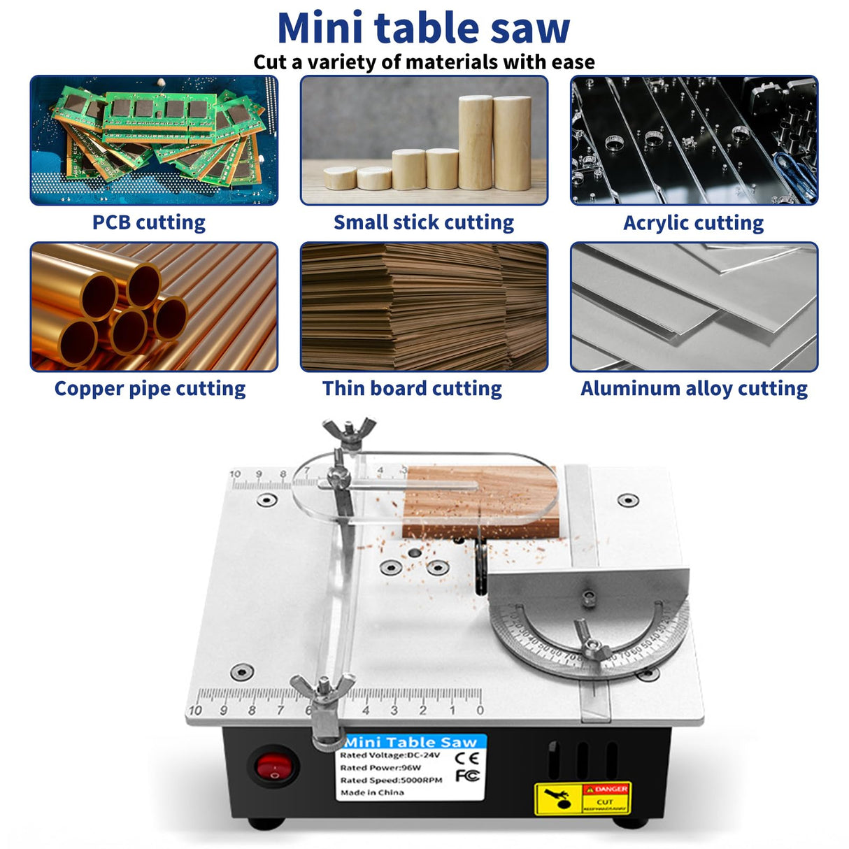 DEWIN Mini Table Saw for Crafts S3 Portable Precision Table Saw,96W mini Desktop Electric Saw 7 Speed Adjustable,DIY Model Crafts Cutting Tool for Wood Plastic Acrylic Cutting DEWIN