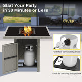 EAST OAK 52'' Propane Fire Pit Table, 60,000 BTU Gas Firepit W/Large Tempered Glass Tabletop, CSA Certified Outdoor Patio Fire Table with 9.2 lbs Glass Stone & Removable Lid, Grey EAST OAK