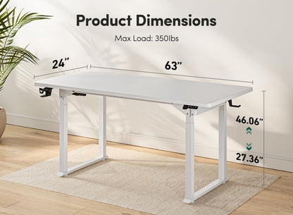 FEZIBO Standing Desk 4 Legs with Dual Motors, 63x29 Electric Standing Desk Adjustable Height with Strong Stability, Stand up Desk with Whole-Piece Tabletop, White（2 Packeges） - WoodArtSupply