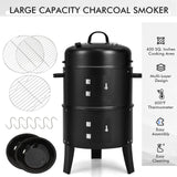 Giantex 3-in-1 Outdoor Smoker Grill, Portable Charcoal BBQ Grill with Smoker Combo, Built-in Thermometer and Air Vent, 6 Hooks, 2 Layers Vertical Steel Charcoal Smoker for Outdoor Cooking Camping Giantex