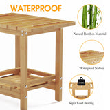 Highpro Bamboo Shower Bench, Shower Benches for Inside Shower with Storage Shelf for Shaving Legs Spa Bathroom, Waterproof Wood Shower Stool Seat Chair for Adults Seniors Women, Non-Slip and Handles Highpro