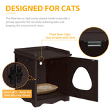 Yaheetech Cat Litter Box Enclosure, Hidden Cat Litter Box Furniture with Side Towel Bar, Wooden Cat Washroom, Storage Cabinet, Indoor Pet House, Side Table Nightstand, Espresso Yaheetech