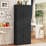 72" Kitchen Pantry Storage Cabinet, Farmhouse Storage Cabinet with Adjustable Shelves, Large Capacity Storage Cabinet with Drawer,Freestanding Cupboard for Kitchen, Dining Room, Living Room, Black Befrases