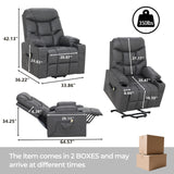 VUOVUS Power Lift Recliner Chair for Elderly, Electric Recliner with Remote Control, Adjustable Footrest, PU Leather Living Room Recliner with Cup Holders and Side Pockets (Light Grey) VUOVUS