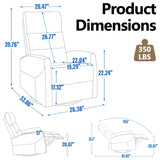 Slim Lazy Boy Recliners for for Adults, Swivel Rocking Chair Recliner with High Back, Small Recliner Chair for Small Spaces, Manual Reclining Chair for Living Room, Adjustable Footrest (Brown) Thctvous