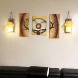 Besuerte Mason Jar Wall Sconces Set of Two, Wall Deco Cute Wall Decor with LED Fairy Lights, Art for Living Room Modern Decorations, House Decor, Rustic Brown Besuerte