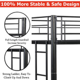 ZMIZAKOY Heavy Duty Full Over Full Bunk Bed for Kids Adults Teens, Metal Bunk Bed Full Over Full with Sturdy Guard Rail & 2 Side Ladders, Convertible Bunkbed,No Box Spring Needed (Black) ZMIZAKOY