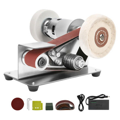 Kongkee Mini Belt Sander, 7 Adjustable Speed Electric Knife Sharpener, 15 Degree Belt Grinder, Power Belt Sander for Metal Working and Woodworking