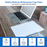 Staples Multiuse Copy Paper, 8 1/2" x 11" Letter Size, Fax Inkjet & Laser Printer Paper, 94 Brightness, White Color, 20 lb. Density (500 Sheets/Ream, 8 Reams/Carton) STAPLES