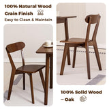 DELAVIN Soild Wood Dining Chairs Set of 6, Mid Century Oak Wood Kitchen Chairs, Vintage Dining Room Chairs Set Suitable for Kitchen, Stackable Dining Chairs, Walnut DELAVIN