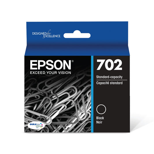 EPSON 702 DURABrite Ultra Ink Standard Capacity Black Cartridge (T702120-S) Works with WorkForce Pro WF-3720, WF-3730, WF-3733