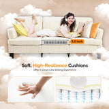 VINGLI Beige 83" Sofa Couches for Living Room, Corduroy Modern Comfy 3 Seater Couch 25.6" Deep Seat Upholstery Cozy Sofas for Small Space, Bedroom, Apartment, Home Office VINGLI