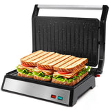 Aigostar Panini Press, 1200W Sandwich Maker and Electric Indoor Grill with Ceramic Non-Stick Coated Plates, Opens 180°to Fit Any Size of Food, Stainless Steel Surface & Removable Drip Tray, Silver Aigostar