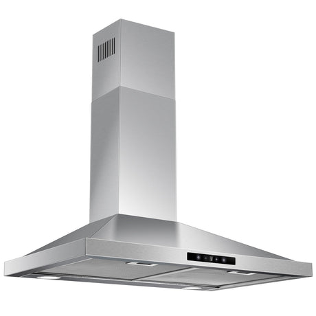 Tieasy Range Hood 30 inch Wall Mount, Kitchen Vent Hood 450 CFM in Stainless Steel, Stove Vent Hood with Ducted Convertible Ductless, Touch Switch, LEDs Light, 3-Speed Fan, Aluminum Filters Tieasy