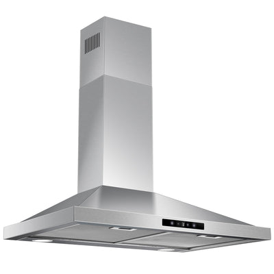 Tieasy Range Hood 30 inch Wall Mount, Kitchen Vent Hood 450 CFM in Stainless Steel, Stove Vent Hood with Ducted Convertible Ductless, Touch Switch, LEDs Light, 3-Speed Fan, Aluminum Filters