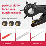 Revolving Punch Plier Kit, XOOL Leather Hole Punch Set for Belts, Watch Bands, Straps, Dog Collars, Saddles, Shoes, Fabric, DIY Home or Craft Projects, Heavy Duty Rotary Puncher, Multi Hole Sizes Make XOOL