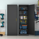 pozdeg 67" Metal Storage Cabinet with Lock, Tall Narrow Office File Cabinets with 5 Adjustable Shelves, Metal Steel Locker for Home, School, Office, Garage or Gym (Black) pozdeg