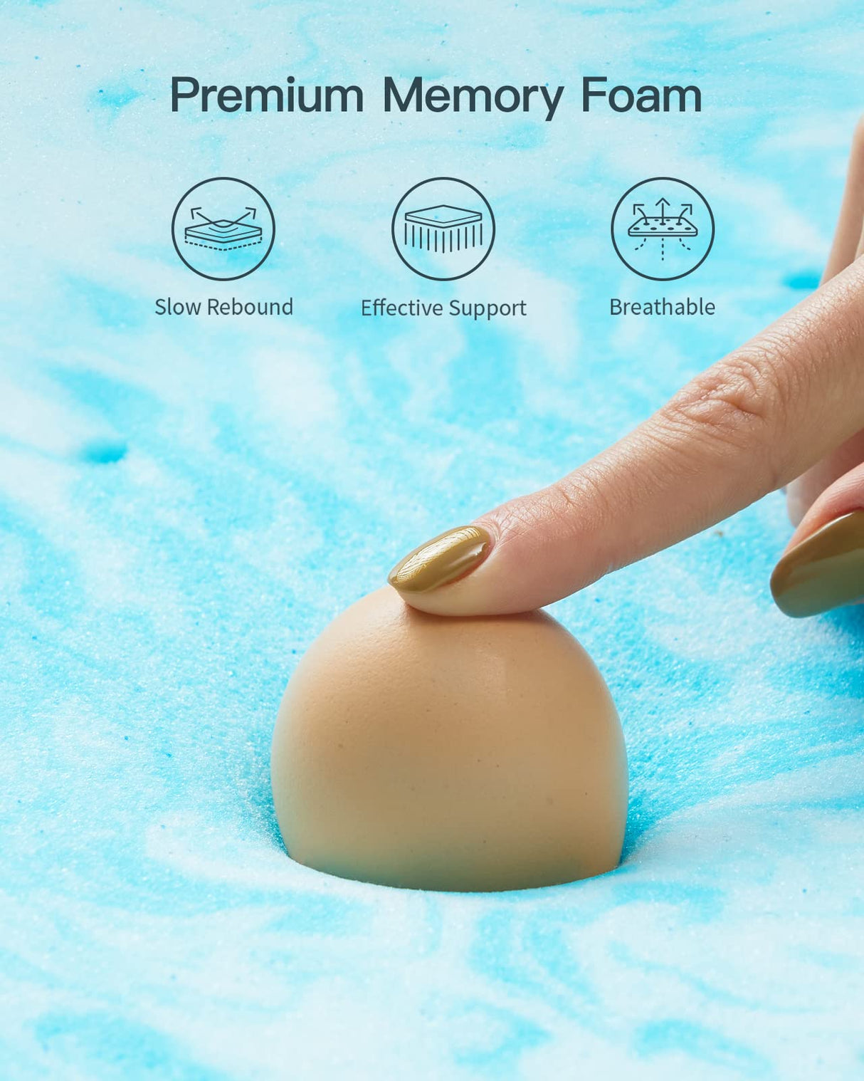 PERLECARE 3 Inch King Memory Foam Mattress Topper, Cooling Gel Infused Mattress Pad, Ventilated Bed Topper for Pressure Relief, CertiPUR-US Certified, Blue PERLECARE