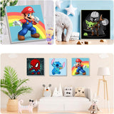 KOJEFCV 4 Pack Cartoon Paint by Number for Kids with Wooden Frame-Paint by Numbers for Kids Ages 4-8-12, DIY Paints with Numbers Easy Acrylic Oil Painting Kits for Home Wall Decor (8X8inch) KOJEFCV