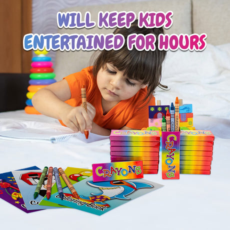 Bulk Coloring Books For Kids (72 Pack) Mini Coloring Books & Crayons, Party Favors, Fun Activity, Giveaways, Mini Travel Books | Assorted Designs Bottles N Bags