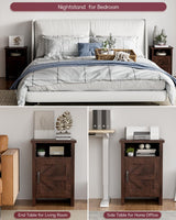 YESHOMY Farmhouse Modern Nightstand with Shelf and Barn Door, Set of 2 for Bedroom, Espresso YESHOMY