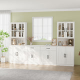 VOWNER 95" TV Stand for TVs up to 75", 4-Piece TV Hutch with Cabinets, Entertainment Center with Bookshelves, Modular TV Console for Living Room, 2A+2F (White) VOWNER