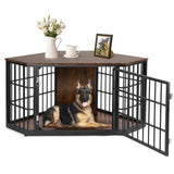 VOWNER 52 Inch Dog Crate Furniture Corner, Wooden Dog Kennel Furniture, End Table Dog Crate for Large Dogs, Indoor Pet Crates Corner Side Table for Dogs, Wide Top Perfect for Limited Room, Brown VOWNER