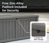EAST OAK Outdoor Storage Box, 120 Gallon Deck Box with Stainless Steel Rods Large Resin Storage Bin for Patio Cushions, Garden Tools, Waterproof and UV Resistant, Lockable, Grey EAST OAK