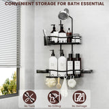 REINHARDT Shower Caddy Hanging, Rustproof Shower Caddy Anti-Swing Shower Organizer Over Showerhead No Drilling Shower Racks with Soap Holder Multi Hooks Bathroom Storage for Shampoo Sponge, Black REINHARDT