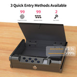 Biometric Handgun Safe with Fingerprint, Digital PIN and Key Access, 2 Gun Capacity,Hand Gun lock box for Car Cloakroom living room Bedroom and Nightstand,USB Power Backup. kawsword