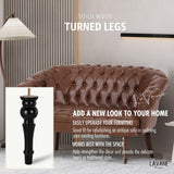 La Vane 11 inch / 28cm Wooden Furniture Legs, 4PCS Soild Wood Turned Spindle Black Replacement Spool Feet with Pre-Drilled M8 Inch Bolt & Mounting Plate for Couch Sofa Armchair Dresser Chest La Vane