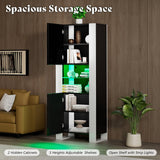 AMERLIFE Modern LED Bookcase, 68in Storage Cabinet with 6 Tiers for Storage & 3 Adjustable Shelves, High Glossy Display Case for Living Room, Home Office, Study Room, Black AMERLIFE