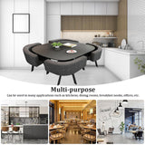 Topjia 5-Piece Modern Square Dining Table Set with 4 Chairs in Grey Topjia