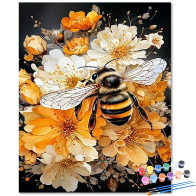 HMZephitiquc Bee Paint by Numbers Kit for Adults Beginners, Adult Paint by Number Kits on Canvas Bee, Easy DIY Craft Painting by Numbers Home Wall Decor 16x20 in