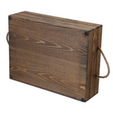 MyGift 15 Inch Large Rustic Brown Solid Wood Decorative Storage Box with Rope Carrying Handles, Country Style Wooden Crate, Farmhouse Pallet Design Open Top Bin MyGift