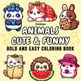 Animals Cute & Funny: Bold and Easy Coloring Book for Kids and Adults, 35 Relaxing Stress Relieving Designs (Bold and Easy Coloring Books) Lindesa