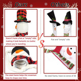 Juegoal Christmas Snowman Tree Topper, Large Plush Snowman Treetop Hugger with Red Black Plaid Top Hat & Scarf, Xmas Tree Ornament Supplies Holiday Winter Home Wonderland Party Decorations Juegoal