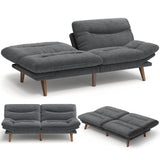 75″ Futon Sofa Bed, 3-in-1 Futon Couch w/Adjustable Backrest & Armrests, Corduroy Convertible Sleeper Sofa Bed, Folding Sleeper Recliner w/Removable Cushion for Apartment, Living Room, Office,Grey AMADA HOMEFURNISHING