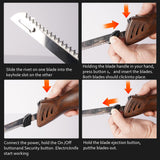 MOVNO Electric Knife for meat slicing, Carving Turkey, Bread, Poultry, Fillet, Crafting Foam and More, 2 Reciprocating Serrated Stainless Steel Blades, Ergonomic Handle, 60 inch Cord MOVNO