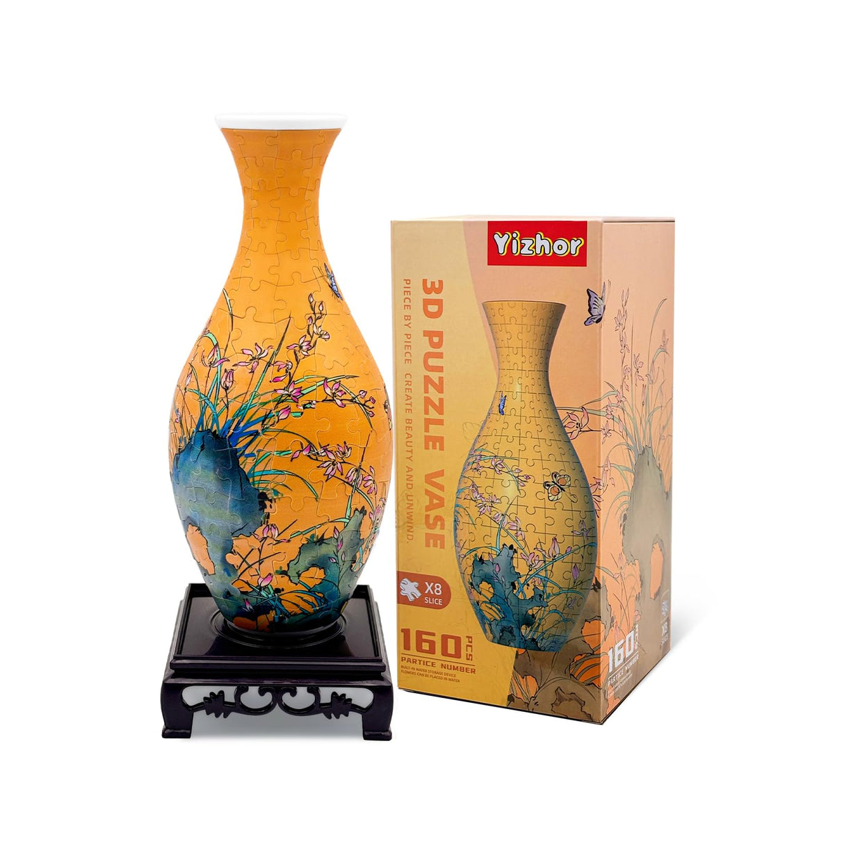 3D Puzzles Vase for Adults, 160 Pieces Puzzle Flower Vase for Home and Office Decor, DIY 4D Jigsaw Vase Arts and Crafts for Kids, Unique Housewarming Gifts for Moms YIZHOR