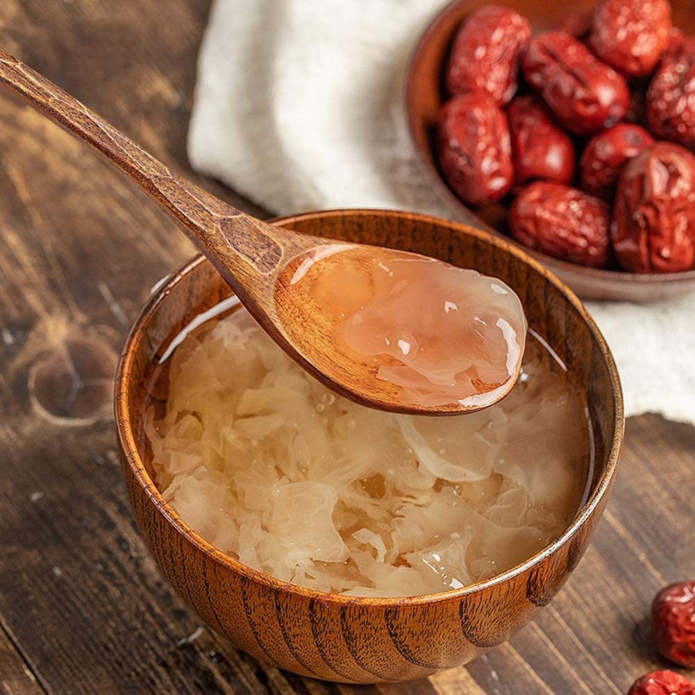 Soup Spoons,AOOSY Wooden Soup Spoons, 6 Pieces 7.84 inches Japanese Ramen Spoons Round Nanmu Wood Long Handle Rice Dessert Cooking Tasting Dinner Table Spoon for Kitchen Restaurant AOOSY