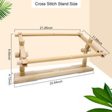 Rotated Table Embroidery Frame Stand - Adjustable Cross Stitch Scroll Frame, Beech Wood Quilting Frame Needlepoint Holder Stretch Bar for Stitching Sewing Craft guofa