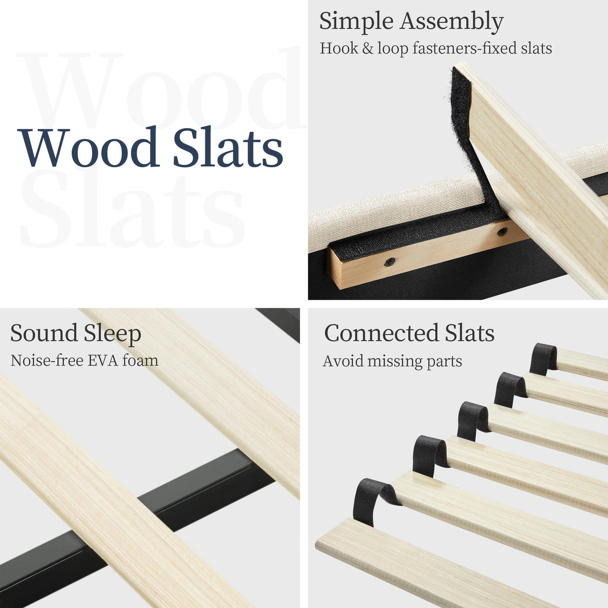 Yaheetech Queen Bed Frame Upholstered Platform Bed with Fabric Headboard, Wing Edge Design/Non-Slip and Noise-Free/Wooden Slats Support/No Box Spring Needed/Easy Assembly, Beige Queen Bed Yaheetech