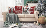 Mimkus Merry Christmas Red Throw Pillow Covers 18 x 18 Inch Set of 4 Christmas Joy Xmas Trees Winter Holiday Cushion Case for Sofa Couch Home Decor Mimkus