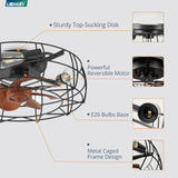 LEDIARY Caged Ceiling Fans with Lights and Remote, Flush Mount Bladeless Ceiling Fan Light Fixture, Small Farmhouse Industrial Low Profile Ceiling Fan for Bedroom Kitchen LEDIARY