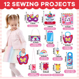ZOIIWA 12Sets My First Felt Sewing Kit for Kid Arts Crafts Unicorn Felt DIY Craft Kit DIY Stuffed Mermaid Purse Bags Pillow with Instruction Embroidery Gift for Girl Boy Beginners Ages 4+ Learn to Sew ZOIIWA