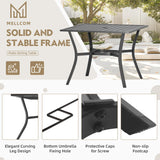 MELLCOM 5 Pieces Outdoor Dining Set, 4 Swivel Rocker Chairs with High Back Textilene & Square Metal Dining Table with Umbrella Hole, Patio Furniture Set for Porch, Garden, Backyard, Deck, Blue MELLCOM