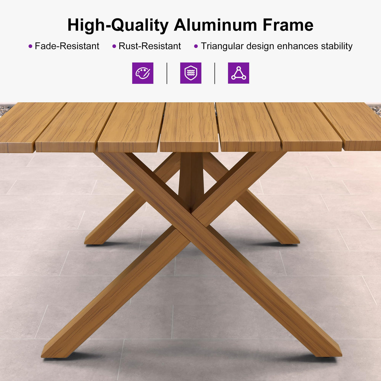 PURPLE LEAF 11 Pieces Patio Dining Set with Outdoor Aluminium Dining Table and Woven Chairs Modern Metal Furniture Cushions Sets for Garden Yard Indoor Decor Kitchen Teak PURPLE LEAF