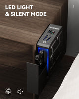 HOLEWOR Gun Safe, Slider Biometric Pistol Safe Fingerprint Handgun Safe, Mounted Single Gun Safe for Handgun with 3 Ways Quick Access Bedside Gun Safe for Nightstand, Bed, Desk, Wall, Dresser HOLEWOR